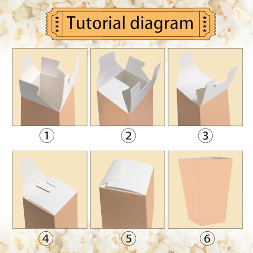 Image of 36 Pcs Salmon Popcorn Boxes - 2 x 4.5 x 2.7 inch Mini Popcorn Bags - Pastel Popcorn Boxes