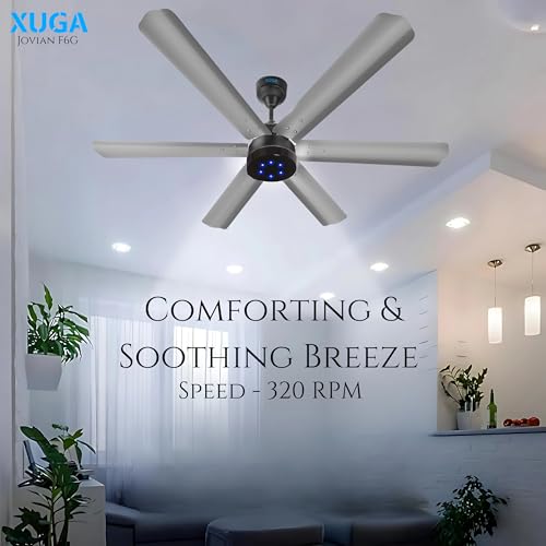 Image of XUGA Jovian F6G-D Premium Smart 1200mm, BEE 5-star BLDC fan,6 Blade,Remote Ceiling fan for Home, 100% Copper Motor,Energy Saving, High Air Delivery,LED(5 Year Warranty)