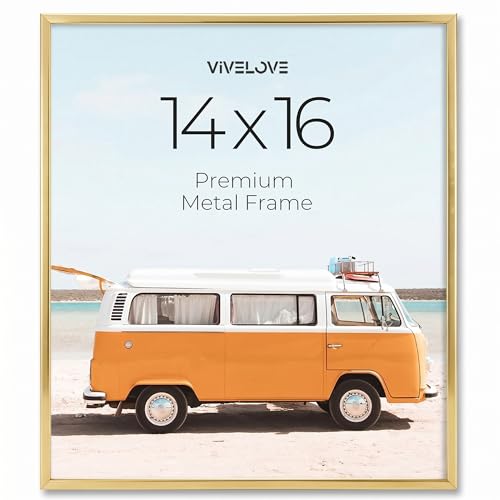 Vivelove 14x16 Picture Frame Tempered Glass Document & Certificate Display for Wall or Tabletop Rustic Photo Frame for Posters Artwork or Horizontal/Vertical Hanging