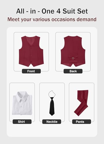 Image of Boys Formal Suits Slim Fit Vest Pant Set for Kids Wedding Tuxedo