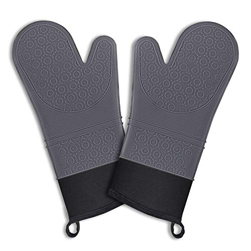 Acmind Silicone Non Slip Oven Mitts Set, Heat Resistant Cooking Gloves Waterproof BBQ