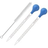 Yuannee Glaspipette,2 Pcs 10ml Glas Tropfpipette Pipette mit Pipettierball und Reinigungsbürste Tropfpipette mit Skala Laborpipetten für Flüssigkeiten Pipetten Schule Lebensmittel Forschung Medizin