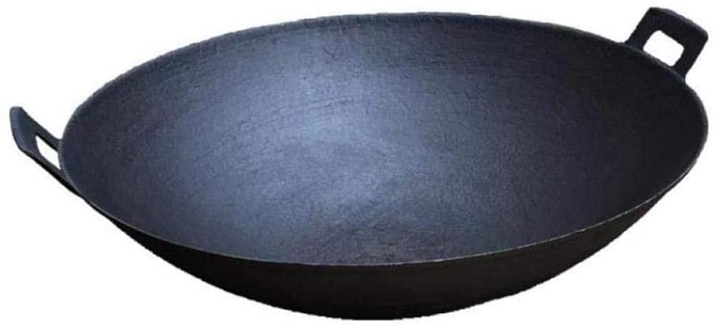 solniczka, Niepowlekana, gruba patelnia w stylu old-fashioned z szerokimi uchwytami, 34/36 cm, Chef Wok – 34(36cm)