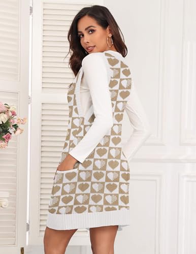 Image of Zeagoo Womens Sweater Vest Dress Pattern Knitted Pullovers Sweaters V Neck Tank Sweater Dress with Pockets
