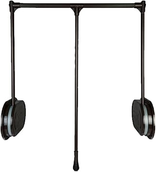 Hang Pull Down Wardrobe Rail Lift, 734-1114mm Wardrobe Lifter Strong Load Capacity 20KG, Telescopic Hanger Storage System, Space Saving,584-794mm,Black