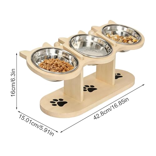 Gamelle surélevée pour chien réglable avec 3 bols inclinables à 15°