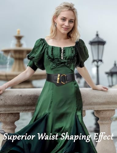 Panegy Women Elastic Wide Waist Belt Ladies Fashion Vintage Metal Slim-Waisted Stretchy Adjustable Belts3