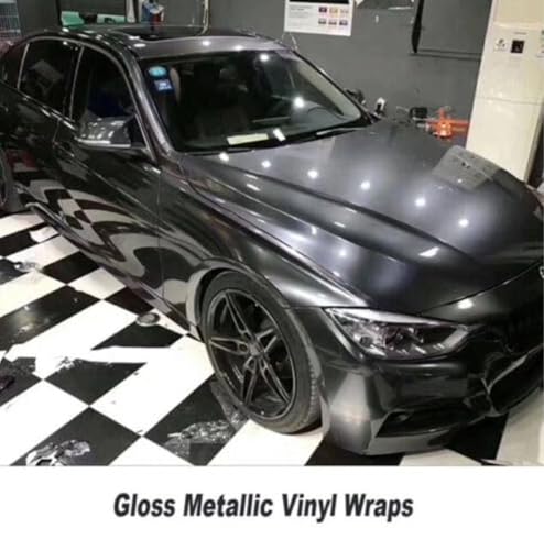 Image of CREON Polyvinyl Chloride Wrap for Car & Bike Self Adhesive Wrap Sheet Sticker & Decal Roll Film Auto Car Vehical Air Release (1 feet x 5 feet, Grey Gloss Metallic)