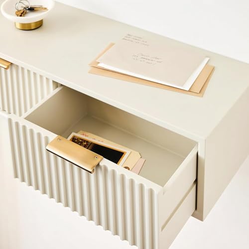 Image of CRAFT D ARTS Wooden 2 Drawer Wall Mounted Kitchen Cabinet for Home Office | Multi-Purpose Cabinet with Storage for Kitchen | Premium HDMR Wood | Color:- White | Assembly-DIY (Do-It-Yourself)