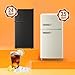 DEMULLER Mini Fridge with Double Doors Small Refrigerator with Separate Freezer & 7 Adjustable Temperature Control, Tiny Size & Personal Fridge Ideal for Office Apartment Dorm Dark Grey