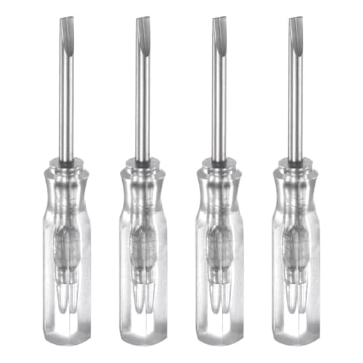 4Pcs SL2.0 Mini Slotted Screwdriver 2mm Magnetic Flat Head 45mm Length for Small Appliances Repairs, Transparent