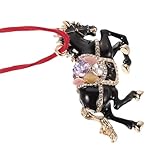 Mobestech 車用バックミラー吊り下げ飾り ラインストーン馬ペンダント 春節中国風の車内装飾 干支馬の幸運お守り