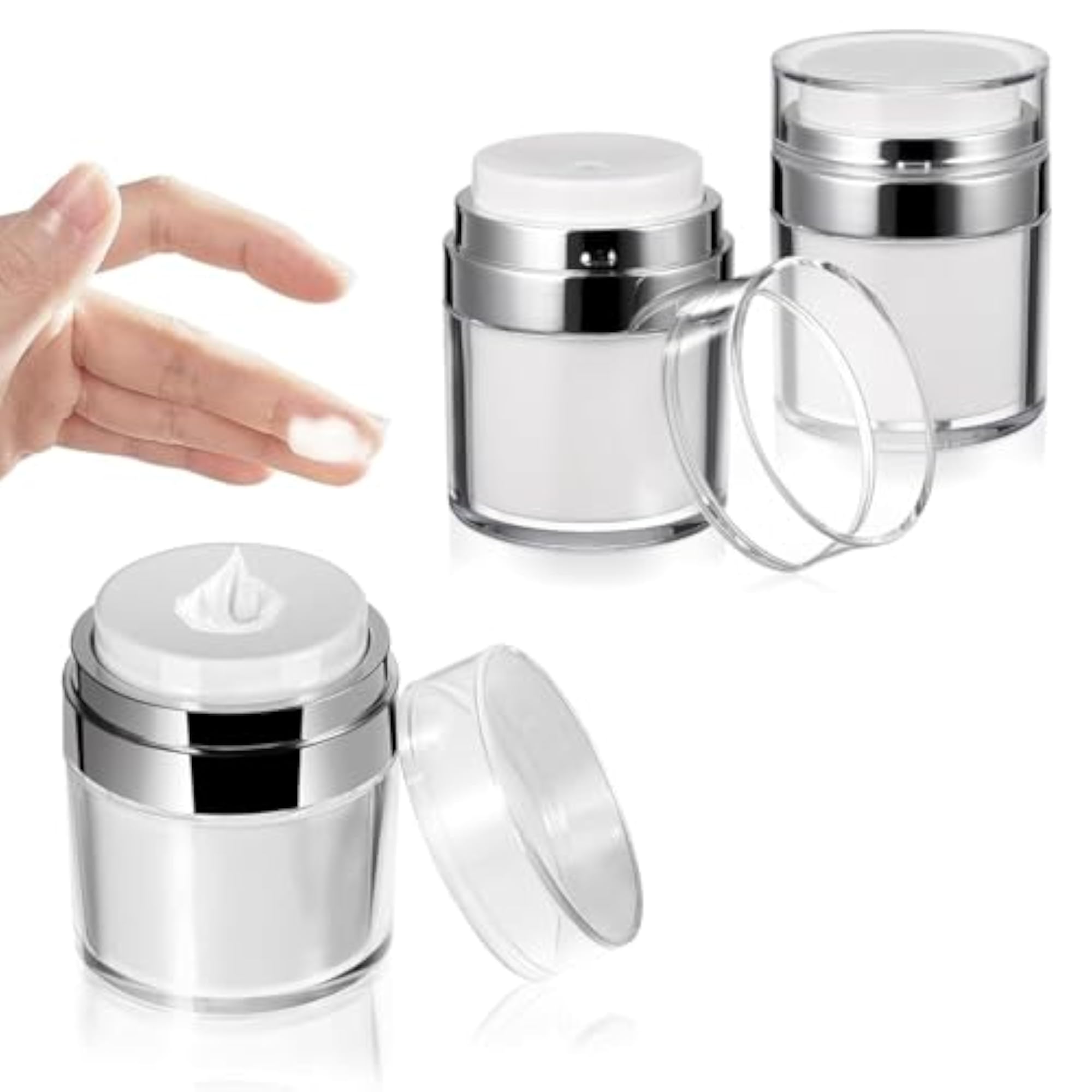 Airless Pump Jars 50ML, Refillable Cosmetic Containers
