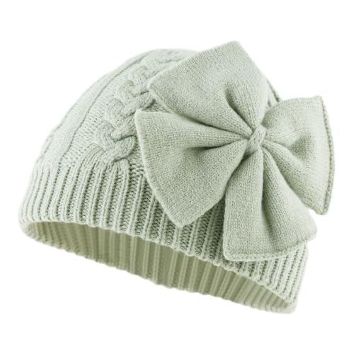 JANGANNSA Winter Warm Knit Baby Hat Girls Cotton Lined Hat Bow Girls Beanie