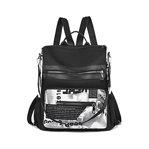 Backpack Purse for Women Fashion Waterproof Backpack Lightweight Shoulder Bag Nylon Multipurpose Casual Travel Bag, Black Cover