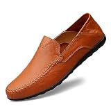 ZUAUOOT Men's Loafers Genuine Leather Flat...