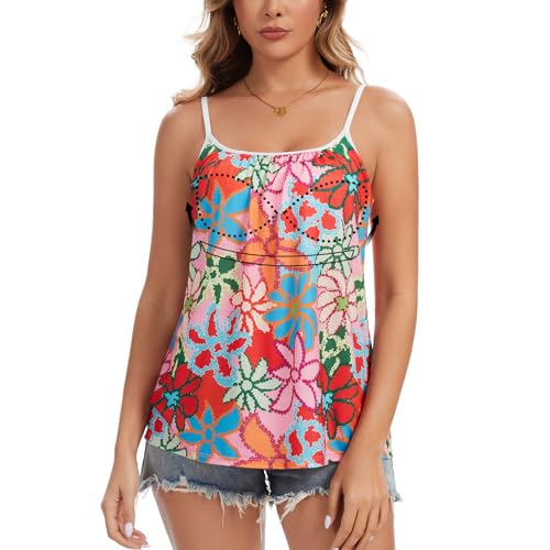 Image of Camisoles for Women with Built in Bra Adjustable Strap Tank Tops Cami Sleeveless Summer Tops for Workout Sleeping Traveling