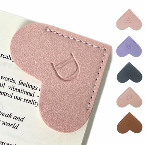 Personalized Leather Heart Bookmark with Initials for Book Lovers Gifts