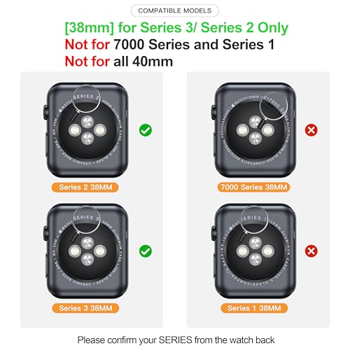 Image of Misxi Case with Screen Protector for 38mm Apple Watch Series 3 /2 | 2-Pack Cover with Tempered Glass for 3 /2, Scratch Resistant Sensitive Touch, 1 Gold + 1 Transparent