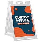GotPrint Custom A-Frame Sign | 24"x36" Design Your Own Sign Add Text/Image/Logo | Signicade Outdoor Sandwich Board with Deluxe Stand, White