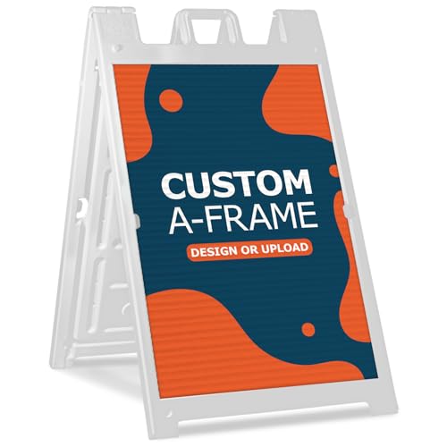 GotPrint Custom A-Frame Sign | 24"x36" Design Your Own Sign Add Text/Image/Logo | Signicade Outdoor Sandwich Board with Deluxe Stand, White