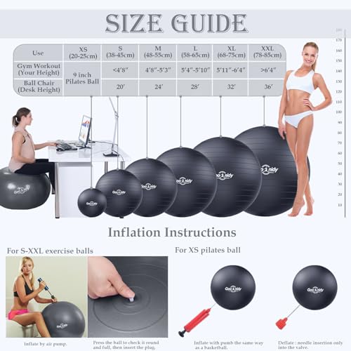 Image of PL-0015 Soft Exercise Ball, Anti-Burst Yoga Ball Chair Supports 2200lbs PL-0015