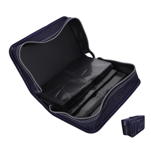 Kisangel Bolsa de Almacenamiento Portátil para CD y Dvd de Tela Vaquera Organizador Ligero con Capacidad para Discos Diseño Clásico y Cremallera de Acceso Rápido para Viajes y Oficina