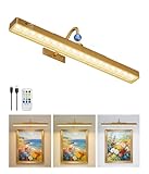 16'' Wireless Picture Lights with Motion Sensor, 6000mAh Rechargeable Battery Light for Wall, 3CCT Dimmable, Timer, Rotatable Head, Magnetic Poster Lights with Remote for Gallery, Living Room- 1Pack