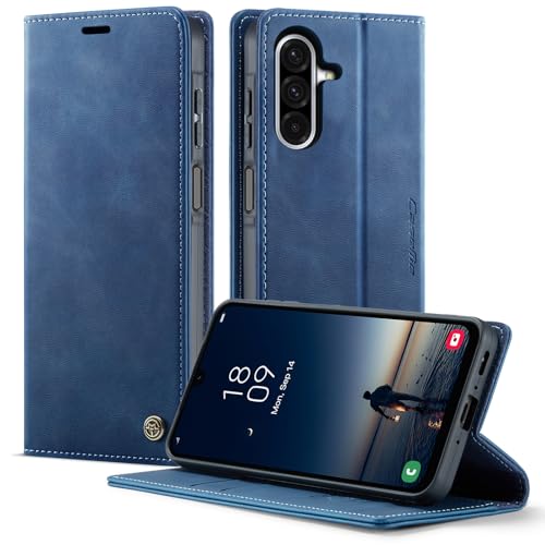 owlhold Handyhülle Samsung Galaxy A17 hülle flip case Premium PU Leder, RFID Schutzhülle,Faltbare Handytasche,Kartenfach Standfunktion Leder hülle für Samsung Galaxy A17 4G/5G - Blau