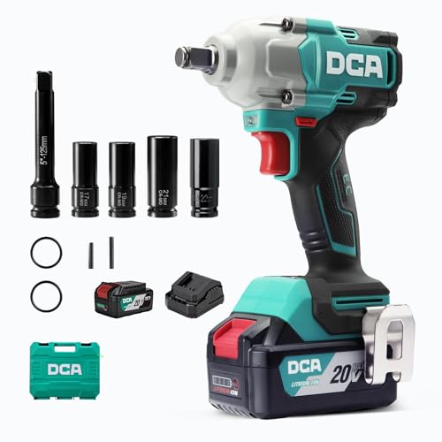 DCA 20V Bürstenloser Akku-Schlagschrauber, 682Nm maximales Drehmoment, 13mm Hog Ring, 2 * 4000mAh...