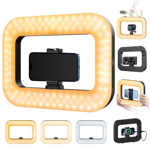yAyusi Handylicht für Videoaufnahmen, Hand-Telefonstabilisator mit Licht, 8000mAh LED-Selfie-Telefonringlicht mit Telefonhalterung, Smartphone-Video-Rig für Kamera, Action-Kamera, Vlog, TikTok