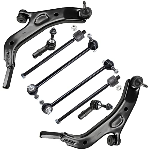 Image of Detroit Axle - 8pc Front End Control Arms Kit for 2009 Ford 2008-2009 Flex Taurus X Mercury Sable, 2 Lower Control Arms with Ball Joint 4 Tie Rod Ends 2 Sway Bars Replacement