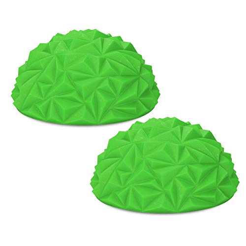 Leapiture 2Pcs Pilates Half Ball Stability Ball Fitness Balance Ball Yoga Half Ball Half Dome Balance Ball Spiky Massage Ball Yoga Balance Trainer for Fitness (Green)
