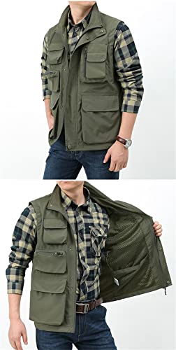 WSLCN Colete masculino leve para viagem ao ar livre, trabalho, pesca, fotografia com vários bolsos,