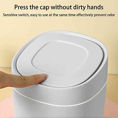 Gsrhzd Desktop-Mülleimer, Mini Süße Mülleimer, Tischmülleimer Mit Deckel, Tischabfalleimer, Papierkorb mit Deckel, für Zuhause Büro Wohnzimmer, Grau