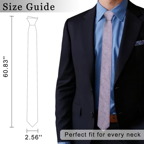Image of Cotton Ties for Men Solid Color Skinny Tie Mens Necktie for Wedding Graduation Formal Dinner