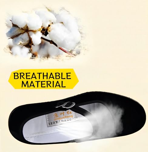 Womens Cotton Mary Jane Shoes China Doll Ballet Flats Shoes,Black2