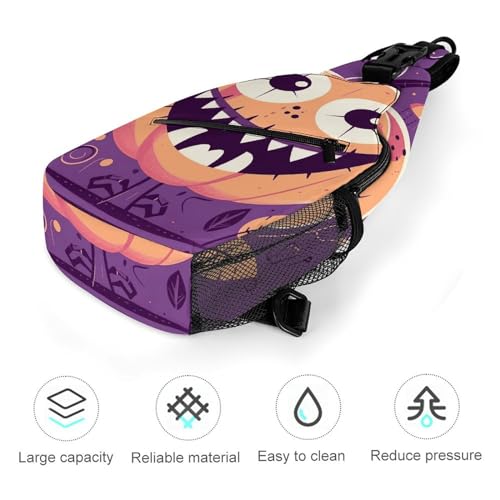 Halloween Monster Sling Bag Crossbody Casual para Viaje 38x20cm miniatura 5