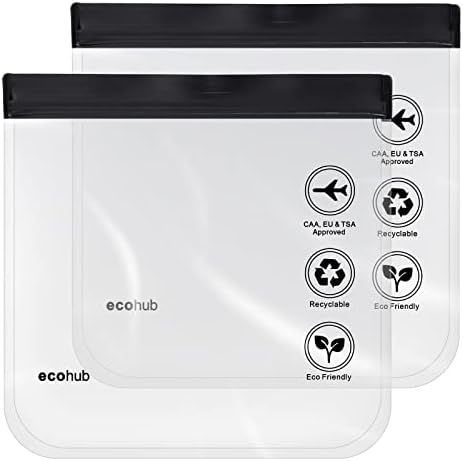 ECOHUB Clear TSA Approved Toiletry Bag 2 Pack 100% 3-1-1 Compliant Quart Size Travel Toiletry Bag TSA Liquid Bag Travel Essentials Clear Travel Bags for Toiletries for Women Men (2pcs Black)