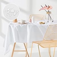 ROOM99 Aura Tischdecke 140 x 400 cm Tischtuch Tafeldecke Fleckschutz Abwaschbar Wasserabweisend Schmutzabweisend Polyester Rechteckig Bankett-Dekoration Ganzjährig Weiß