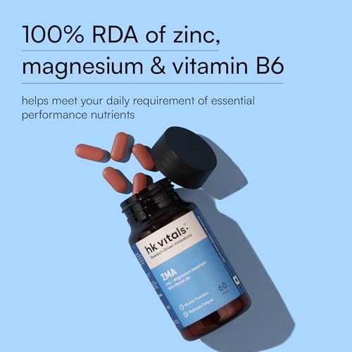 Image of hk vitals ZMA (60 Tablets) | Zinc + Magnesium Aspartate with Vitamin B6 | Muscle Function & Reduces Fatigue