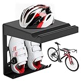 Mimoke Indoor Fahrrad Wandhalterung Garagen Wandmontierter Fahrradständer für Fahrräder mit Regalhaken, Kompaktes Robustes Design, Schutzpolster, Zusätzlicher Stauraum, Einfache Installation (Schwarz)