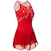 OFKNKGDT Sleeveless Figure Skating Dresses Handmade Ice Dancing Performance Clothing Girls' Roller Skating Dance Costume,Red,7_10Years