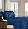 Elegant Comfort Best, Softest, Coziest 6-Piece Sheet Sets! - 1500 Premier Hotel Quality Luxurious Wrinkle Resistant 6-Piece Damask Stripe Bed Sheet Set, Queen Navy Blue #1