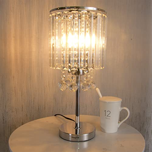 Hsyile Lighting Ku300191 Modern Elegance Crystal Chandelier For Bedroom Nightstand Table Lamp,Finish Chrome,2 Light #TOP1