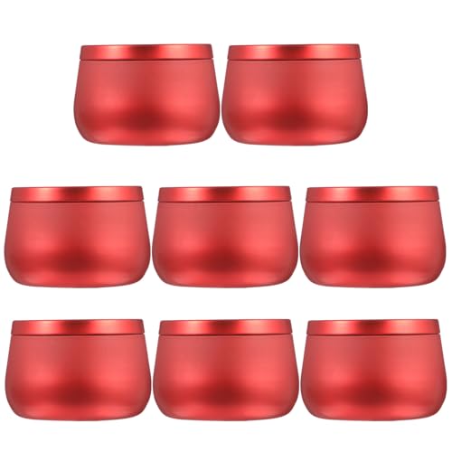 FOMIYES Caja de Hojalata Redonda de 8oz para Té, Dulces y Manualidades, 8 Piezas en Color Rojo, Contenedor Hermético Multiusos para Almacenamiento y Decoración del Hogar