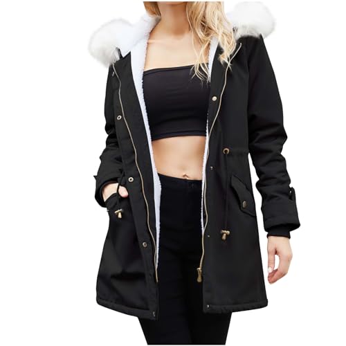 fartey Womens Coats Winter Waterproof Fleece Lined Hooded Warm Jacket Thickened Down Windbreaker with Pockets