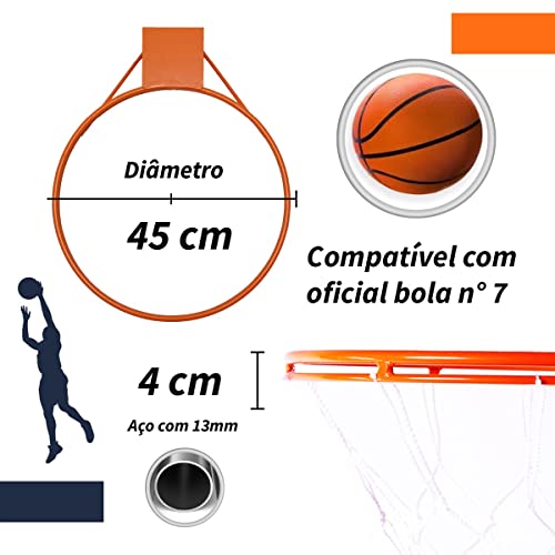 Aro Cesta De Basquete Oficial Aço 45 cm Diâmetro Carbono Rede Chuá Premium