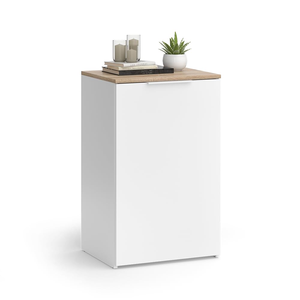 Vicco Aparador Wido, Blanco, 50 x 80 cm con Estante, para Almacenamiento y organización Que Ahorra Espacio