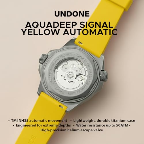 Image of UNDONE Aquadeep Automatic Dive Watch for Men 43mm 500M Water Resistance Wristwatch Diver for Men with Rubber Strap